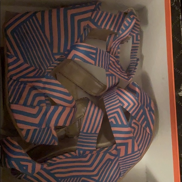 Blue pink Wedge shoes - Picture 1 of 4